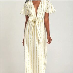 NWT Show me your Mumu Fiona Maxi Dress - South Beach Stripe Gold